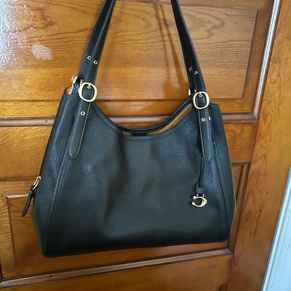 Coach Handbags - Coach Bella CR 979 Black Leather Shoulder Bag with Gold Accents